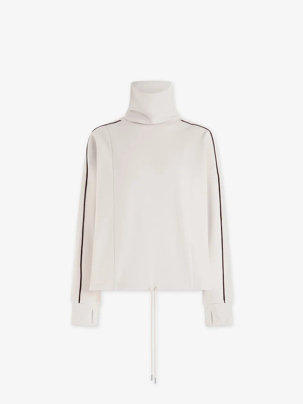Stylish Turtleneck Contrast-Piped Sweatshirt