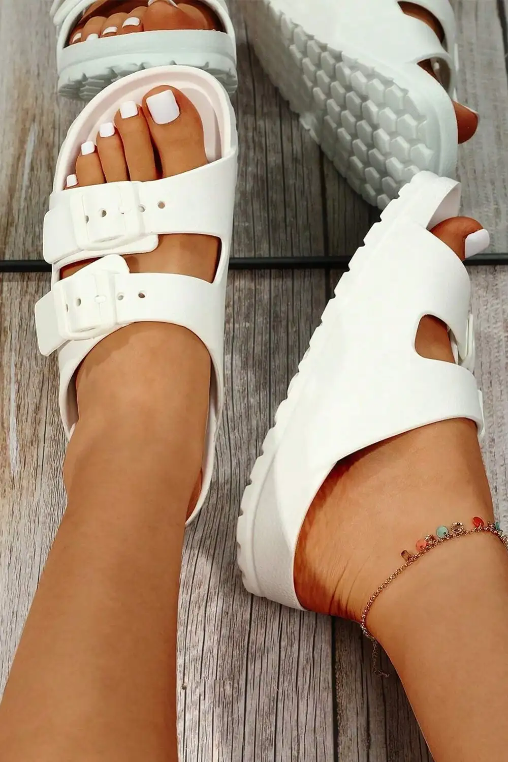 Double Buckle Eva Slide Slippers Everyday