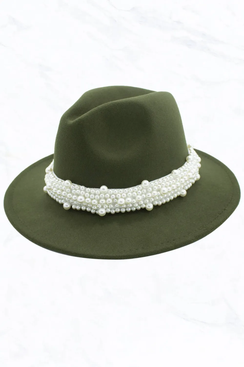New Style Fashion Fedora Jazz Hat with Wide Pearl Belt