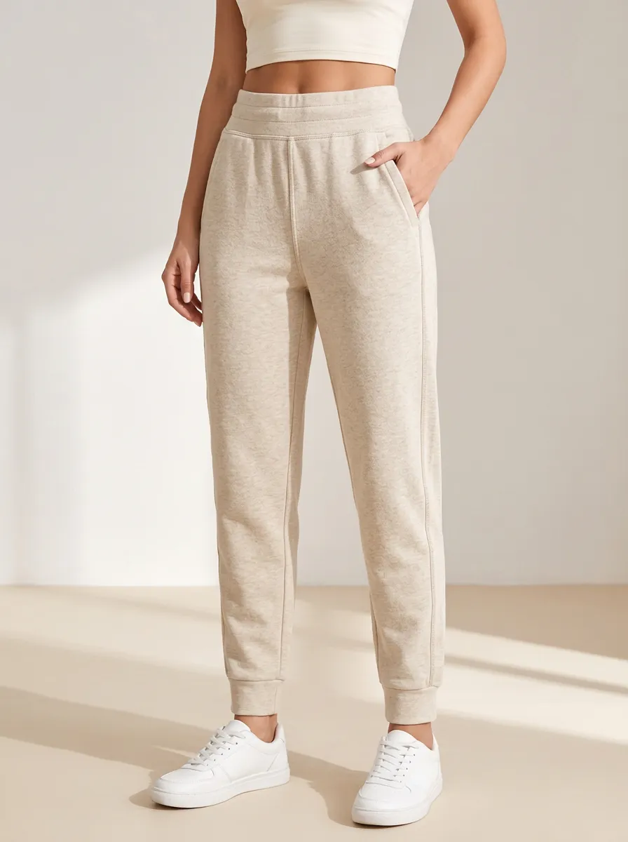Women's Beige Printed Joggers