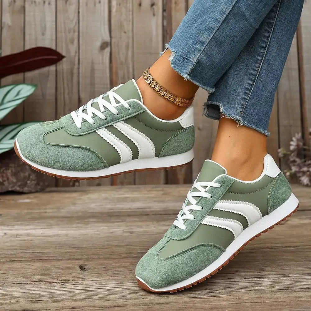 Refined Striped Lace-Up Casual Sneakers