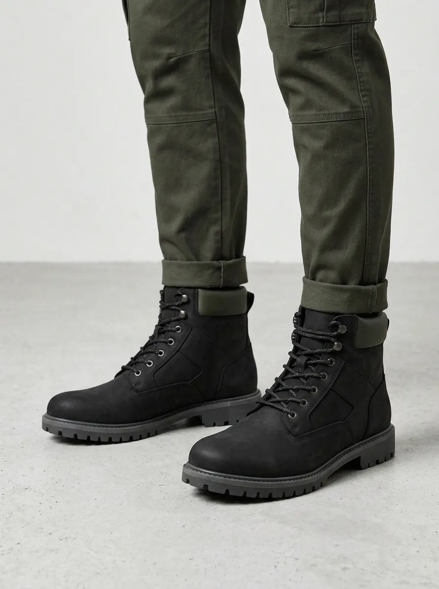 Unisex Collar Print Work Boots