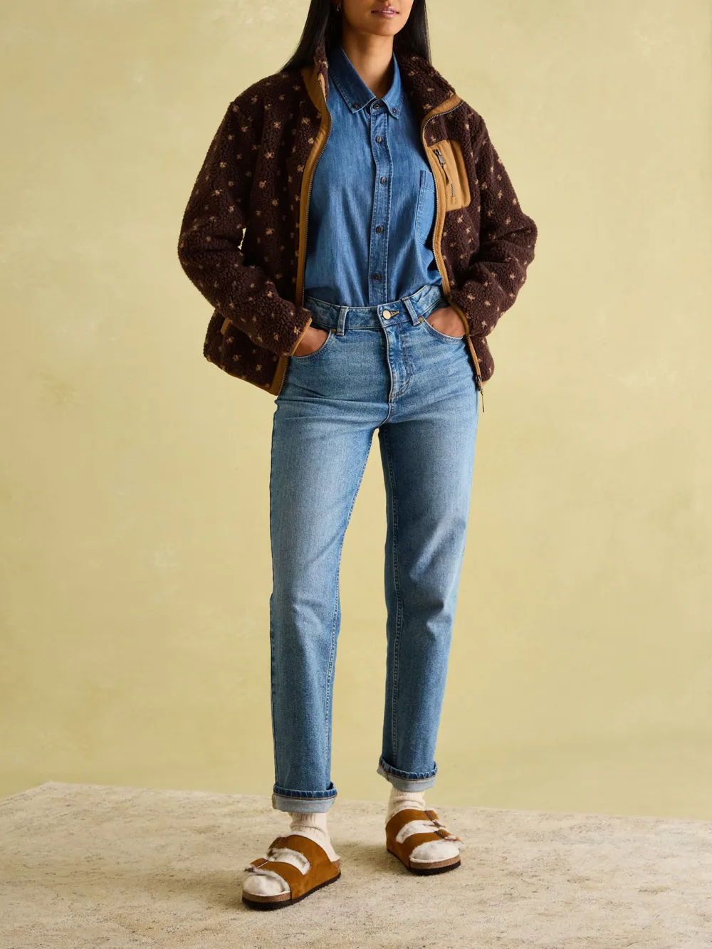 Chocolate Brown spot Borg Fleece Jacket