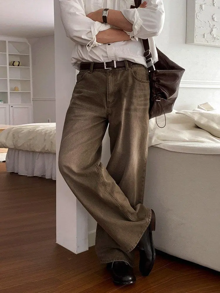 Vintage Washed Wide Leg Jeans
