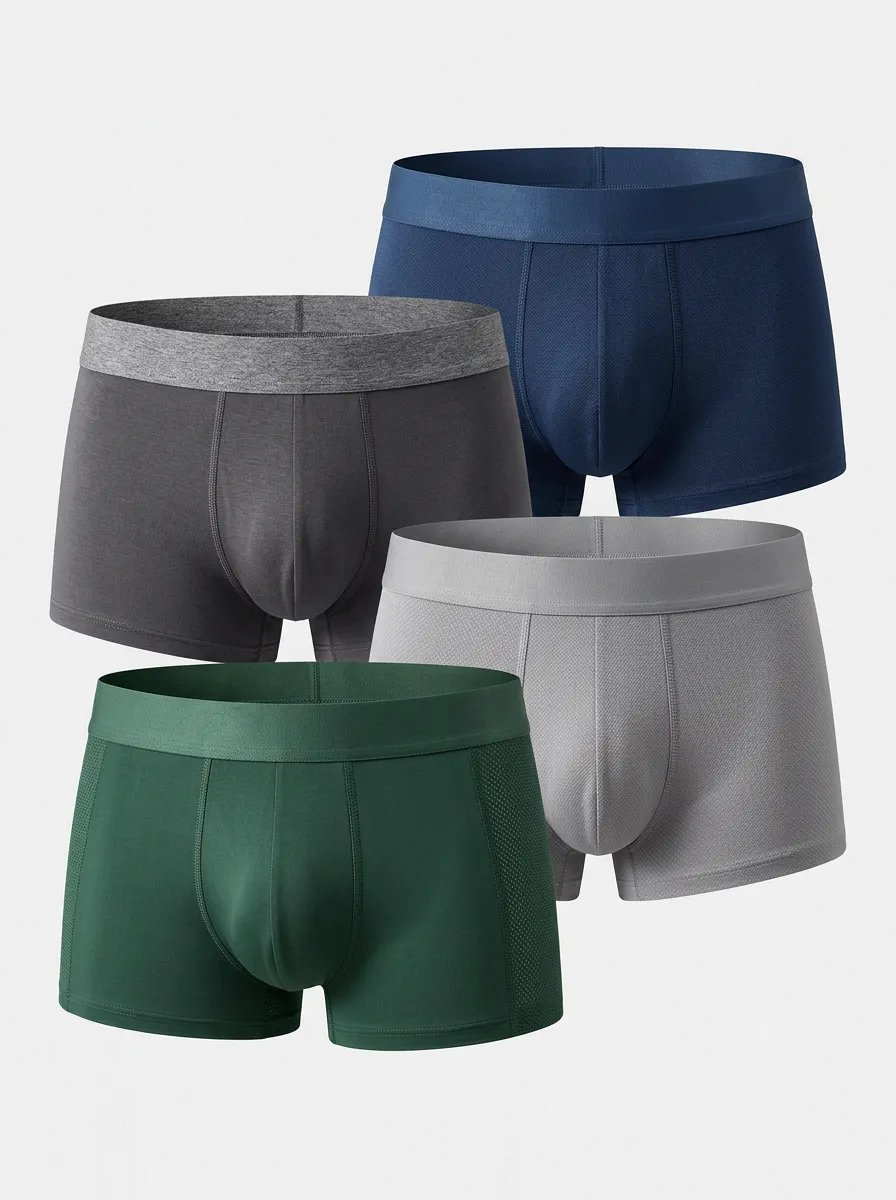 Heritage Solid Classic Look Men's Four Pack Boxer Briefs