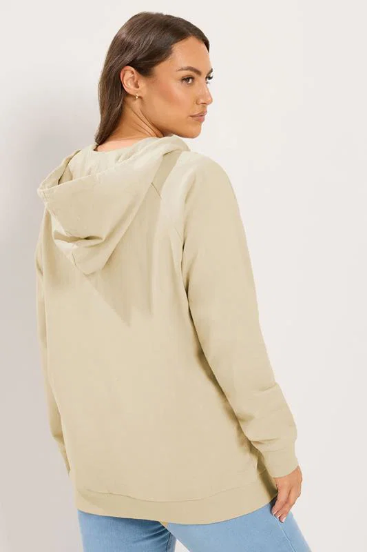 Natural Brown Zip Through Raglan Hoodie detail 2
