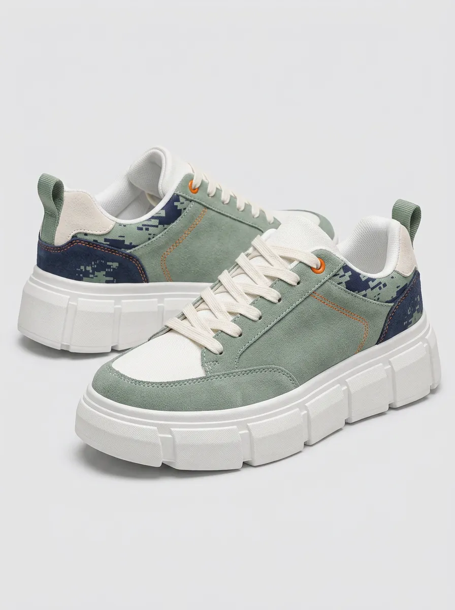 Men's Casual Digital Camo Patterned Skate Shoes