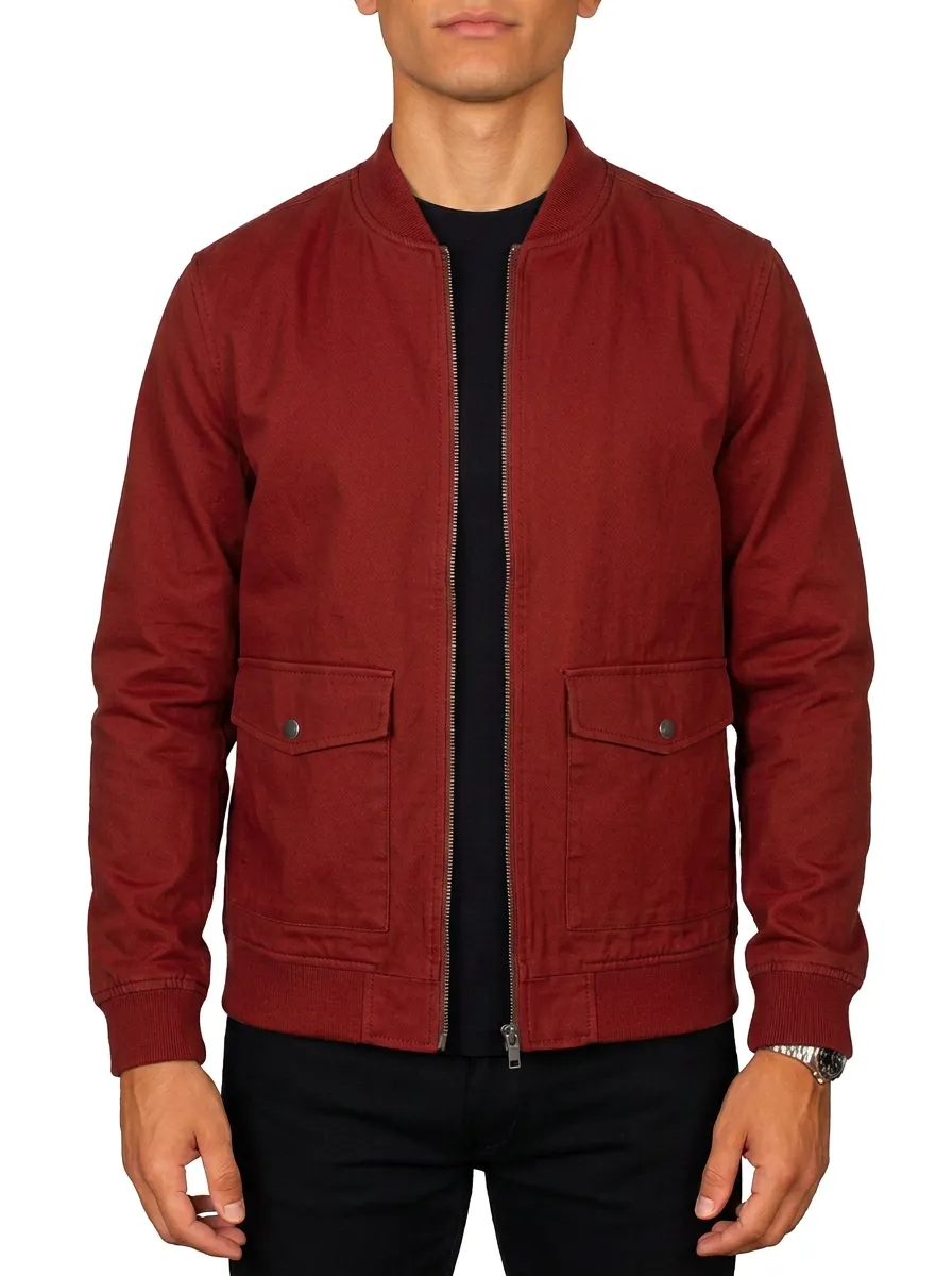 Men's Casual Olive Green Utility Bomber Jacket