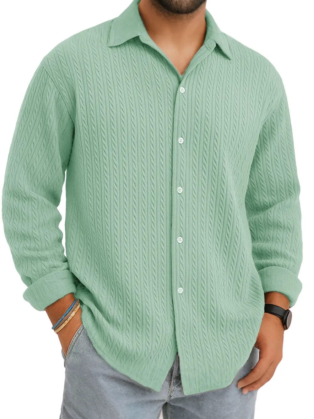 Jacquard Camp Collar Shirt
