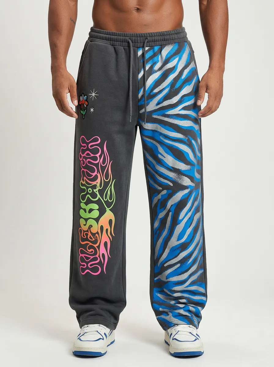 Men's Streetwear Zebra Flame Graphic Printed Joggers