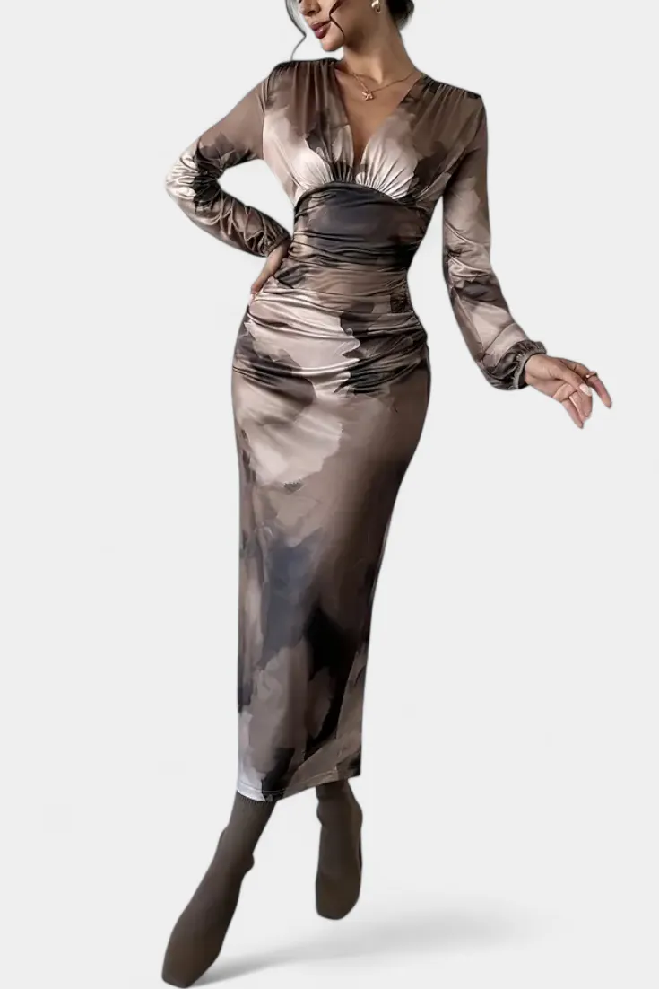 Gradient-Print Midi Dress