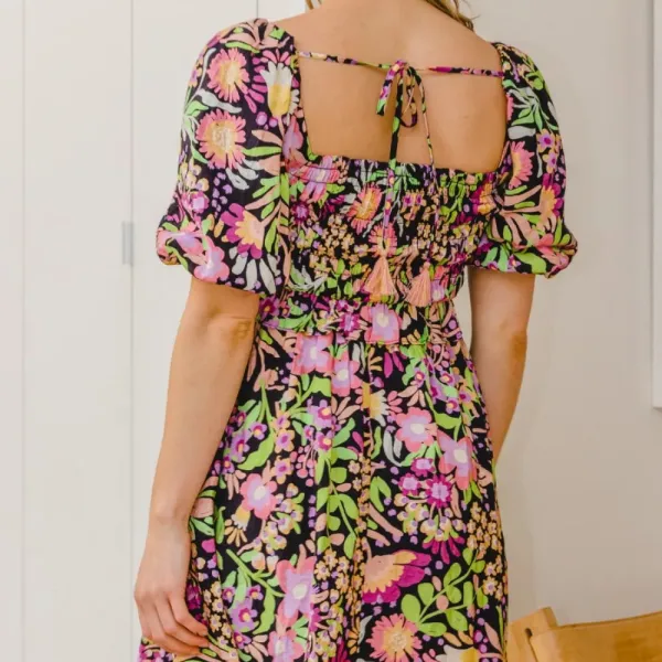 Floral Tie-Back Mini Dress