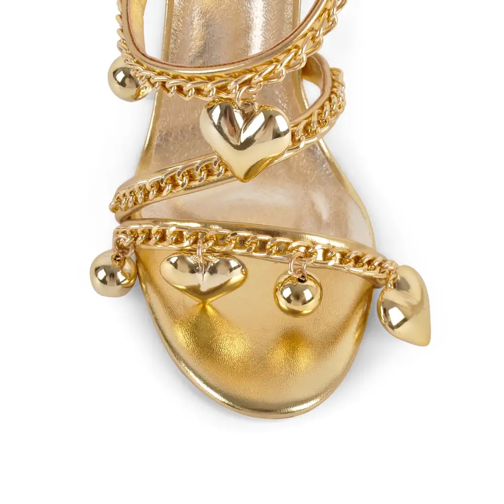 Pendant Metal Chain Wrap Strap Sandals