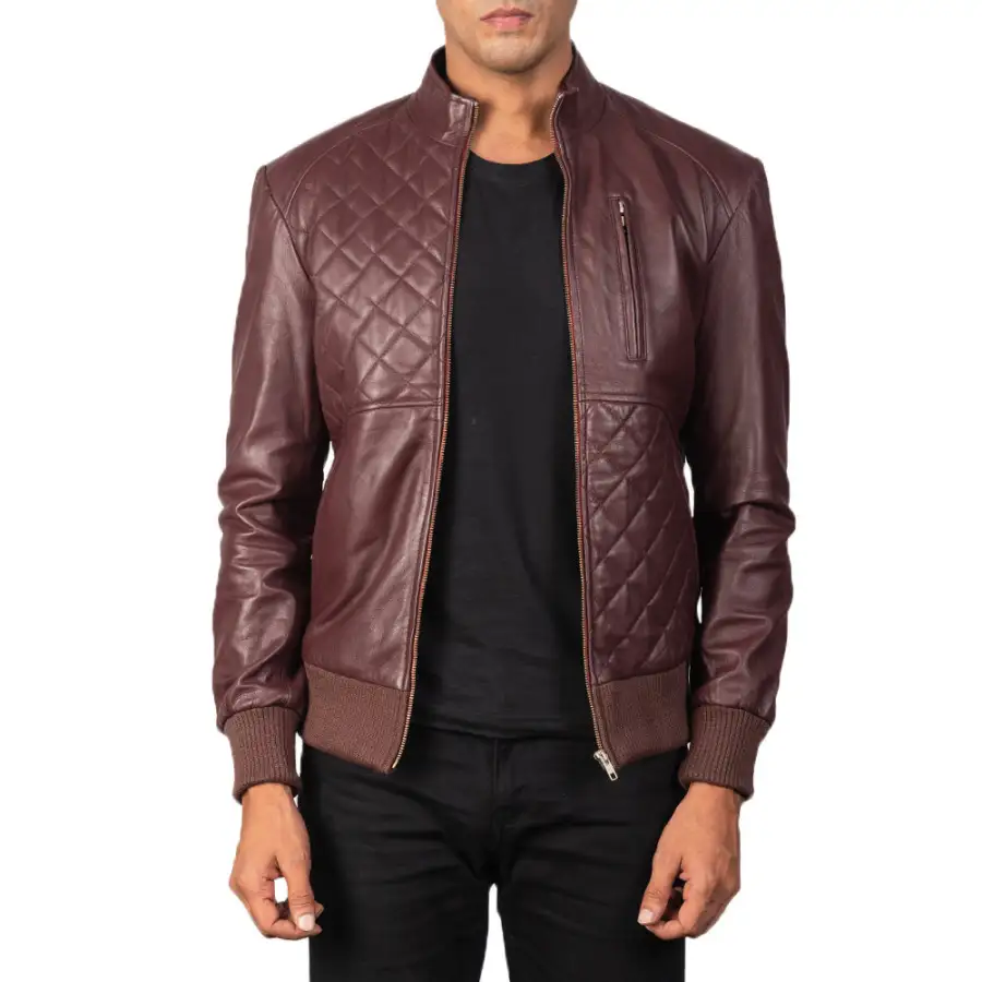 Men's Classic Rugged Bomber Leather Jacket