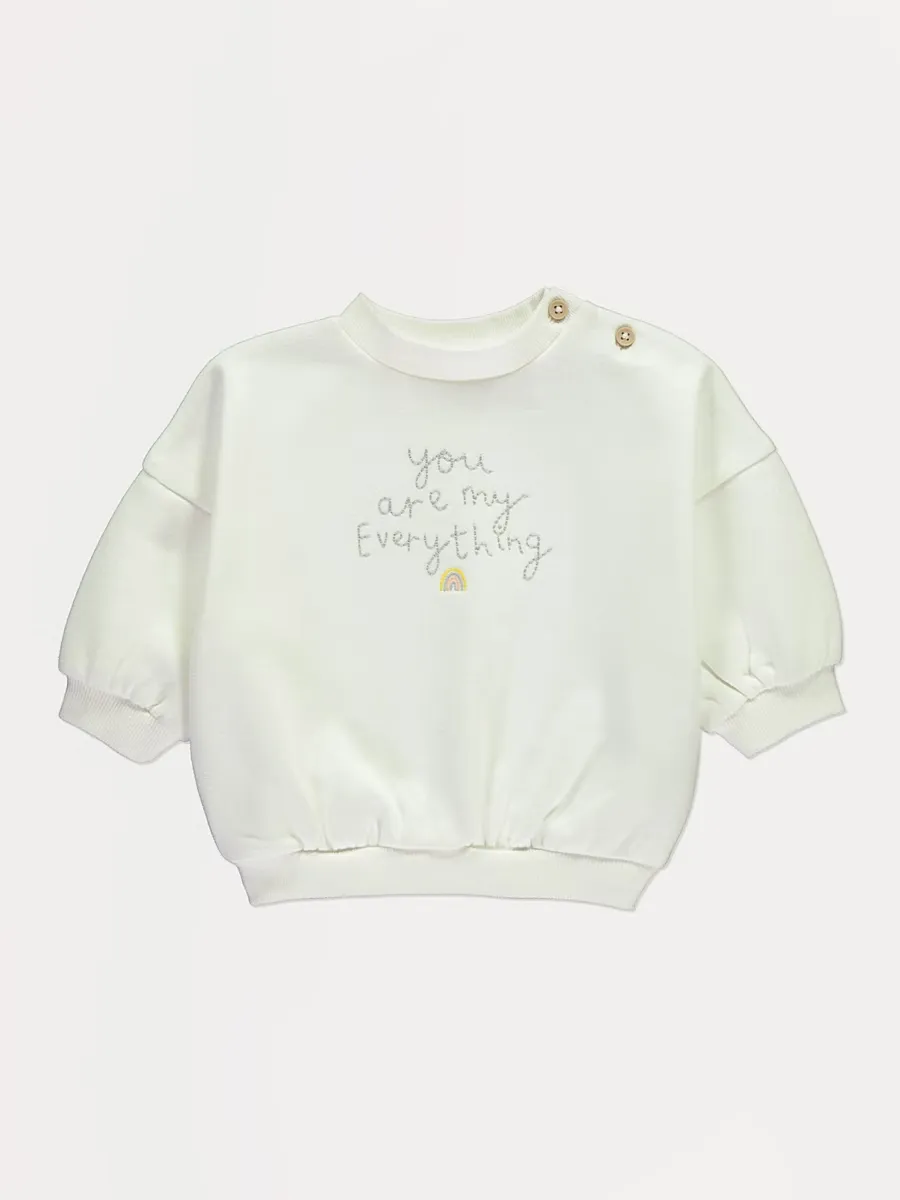 Cream You Are My Everything Embroidered Sweatshirt