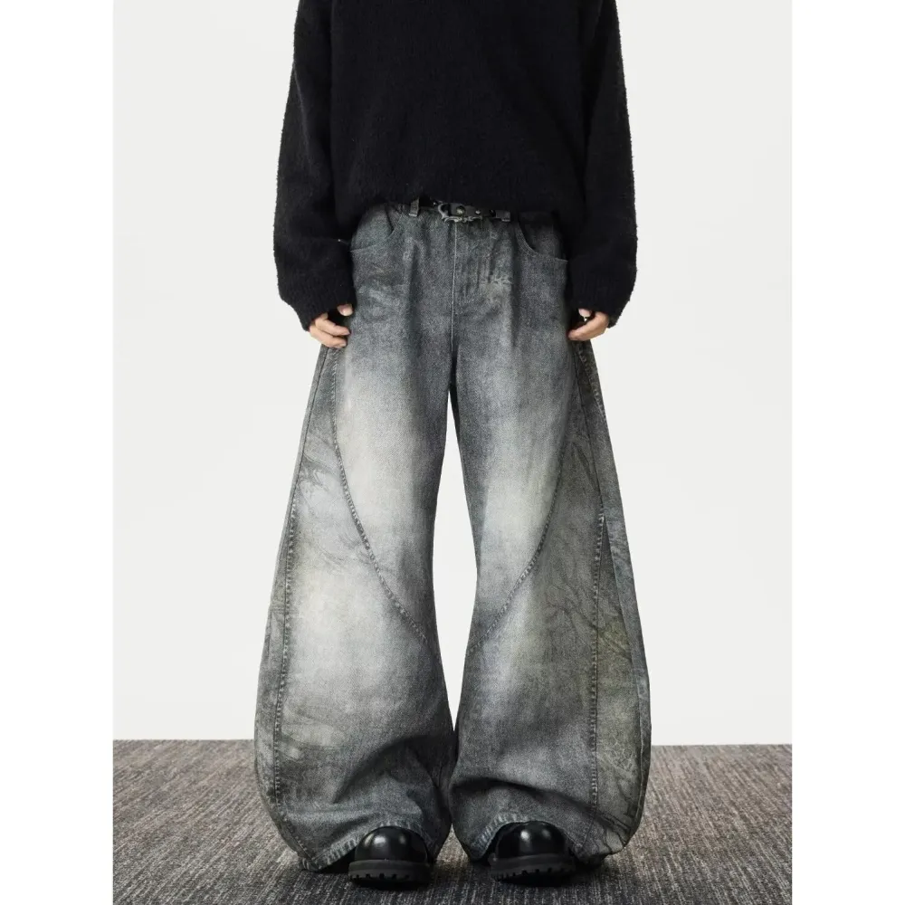 Niche Smoky Grey Slash Denim Jeans