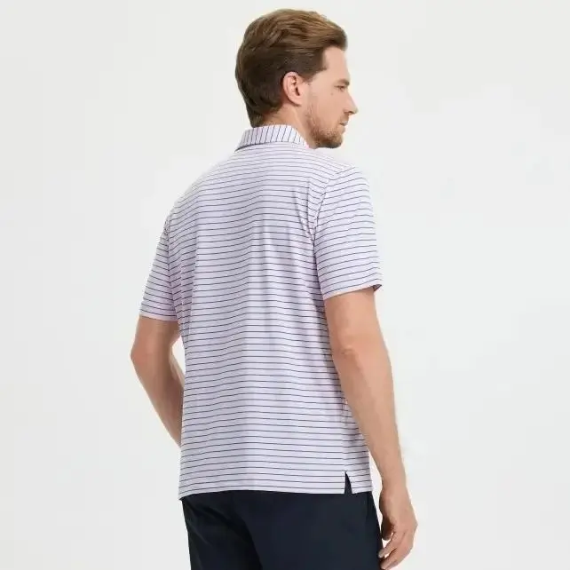 Men's Golf Striped Short Sleeve Polo Shirts Performance Comfortable Shirt