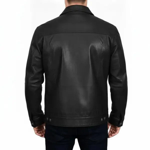 Classic Leather Biker Trucker Multi Pocket Jacket