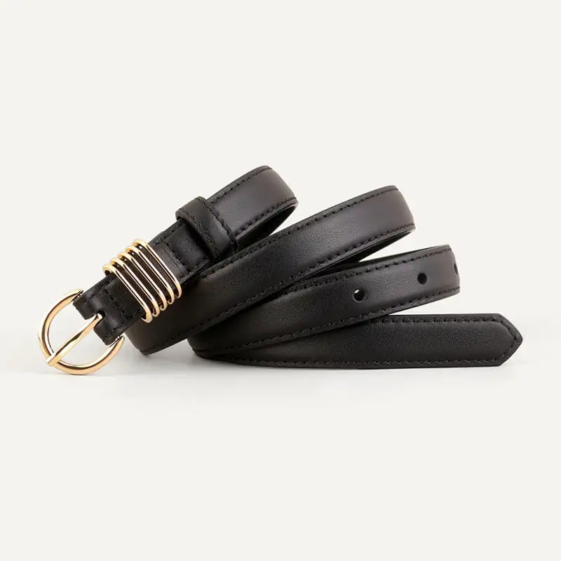 Relaxed Skinny Leather Belt with Buckle