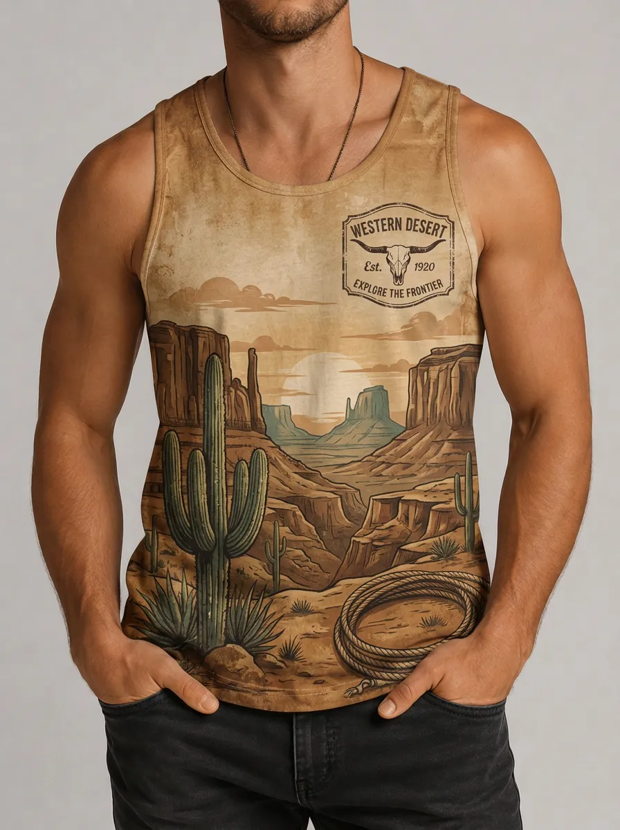 Men's Western Desert Graphic Tank Top