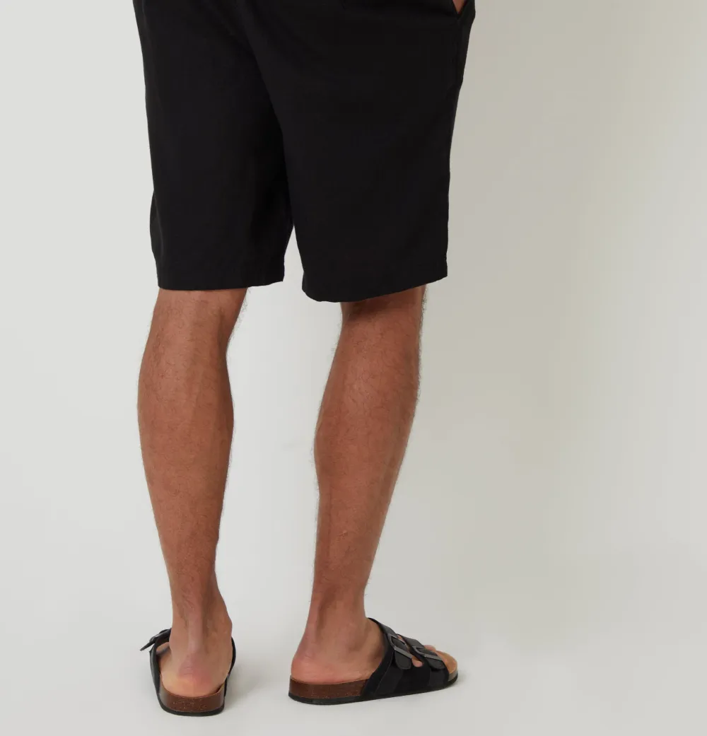 Men's Black Linen Blend Shorts