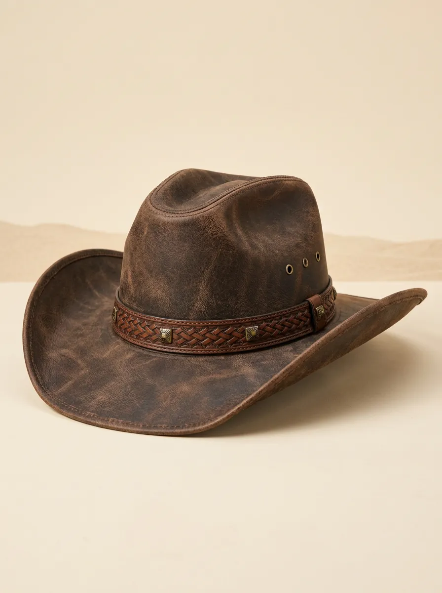 Western Ready Earth Tone Leather Cowboy Hat