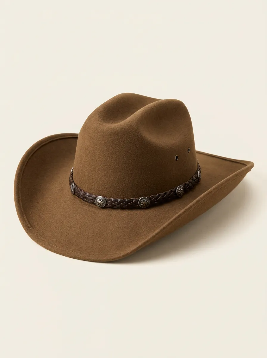 Rustic Cowboy Hat with Concho Accent