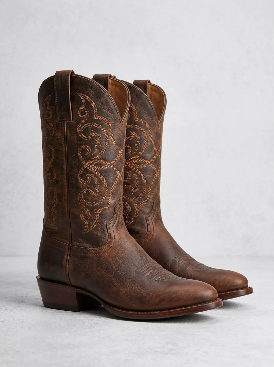 Trail Embroidered Refined-Look Western Boots