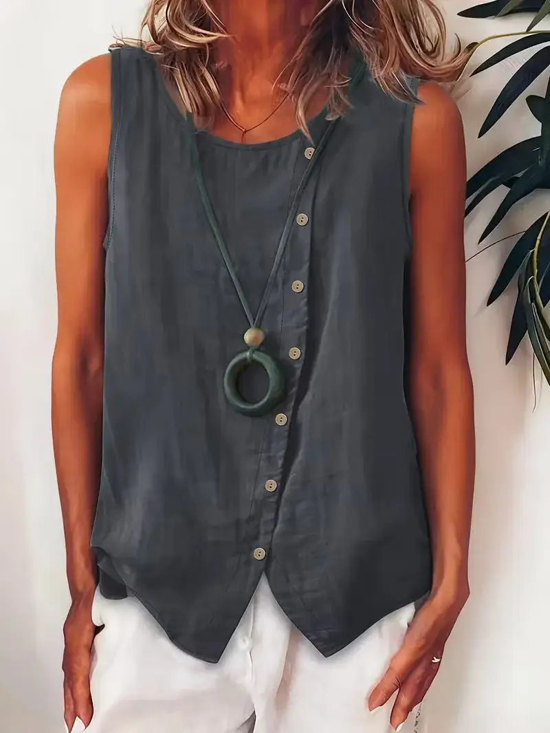 Button Detail Everyday Blouse