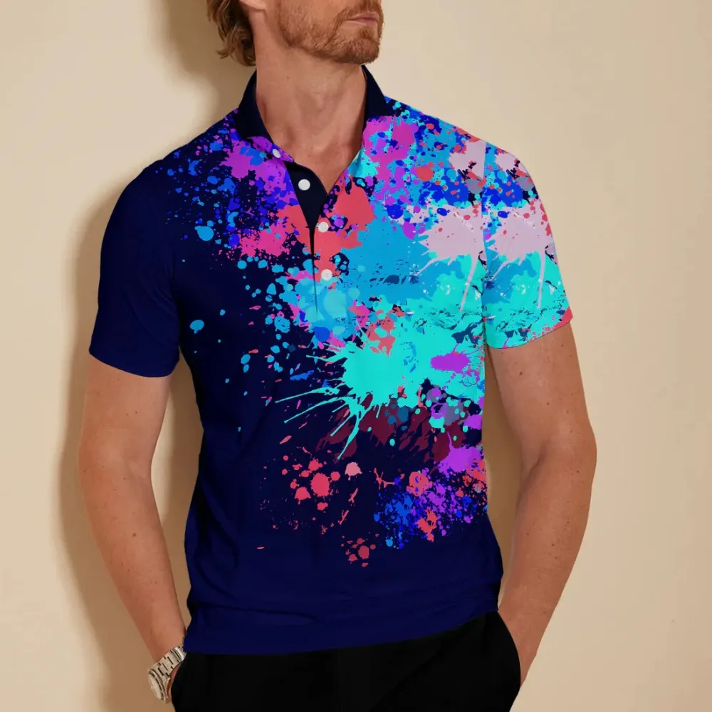 Sport Short Sleeve Button Up Polo Shirt