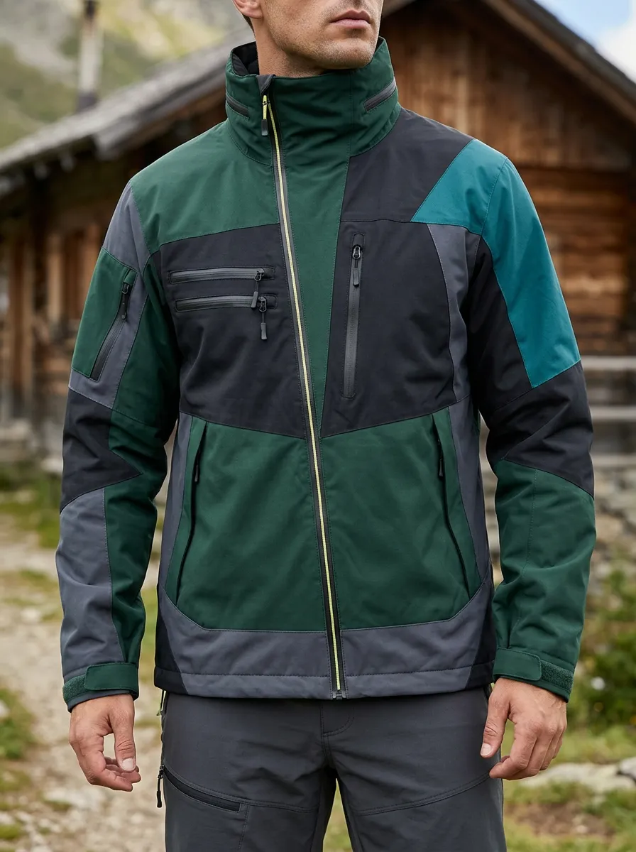 Men's Trailhead Hiking Outdoor Colorblock Printed Jacket