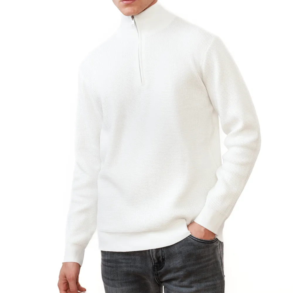 Refined Regular Fit Ribbed Half Zip Sweater
