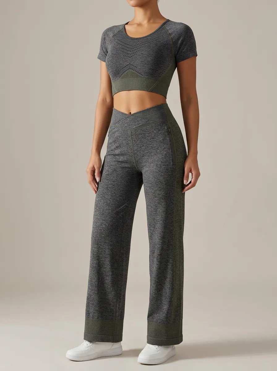 Women's Grey Seamless Two Piece Set