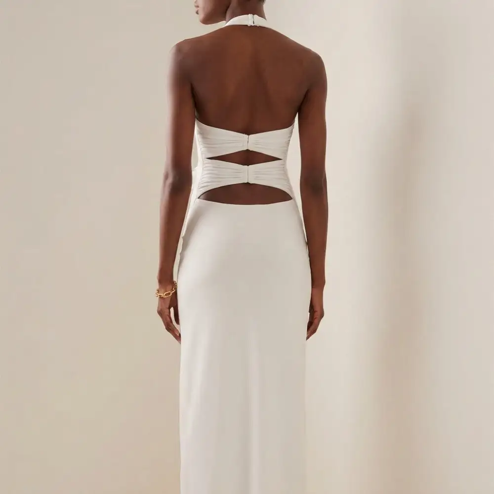 Draped Halter Maxi Dress
