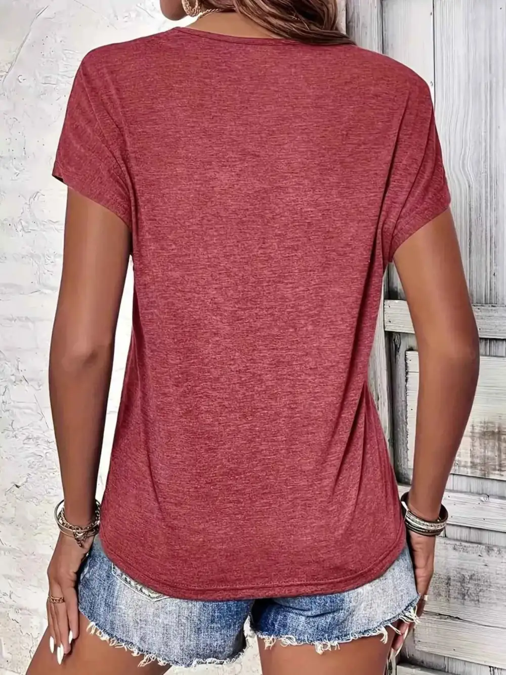 V-Neck Short Sleeve Casual Top