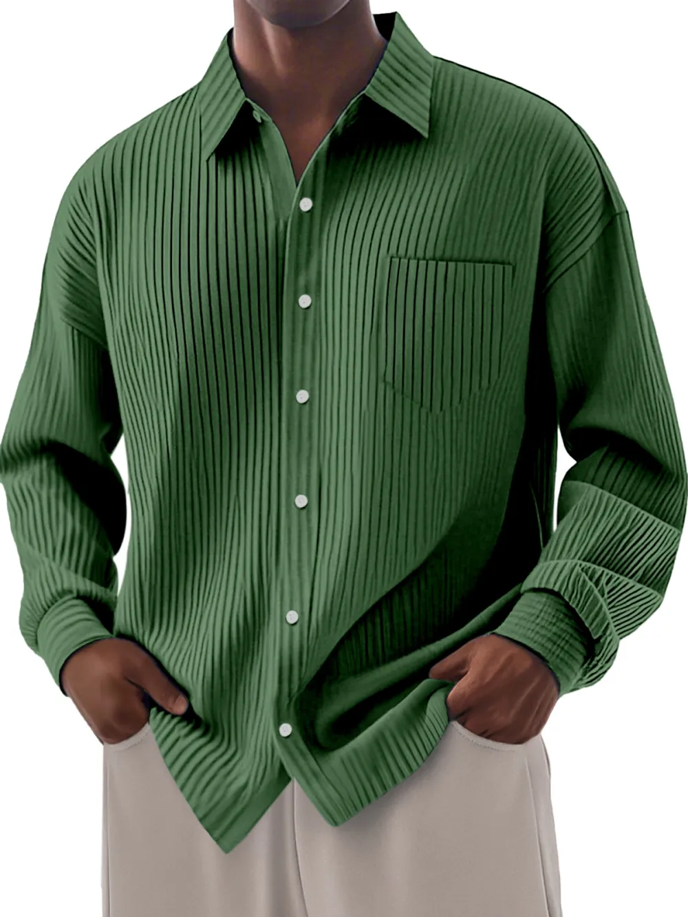 Clean Cut Long Sleeve Button Front Shirt