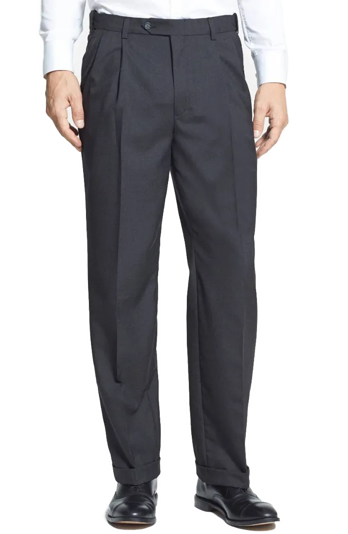 Modern Gabardine Tropical Weave Flannel Flat Front Pleated Front Trousers