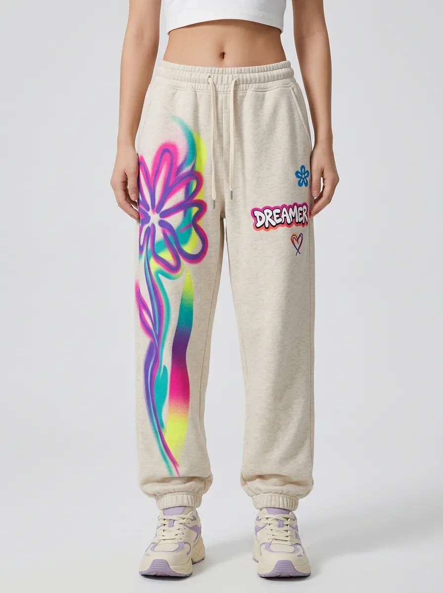 Unisex Graphic Streetwear Graffiti Floral Sweatpants