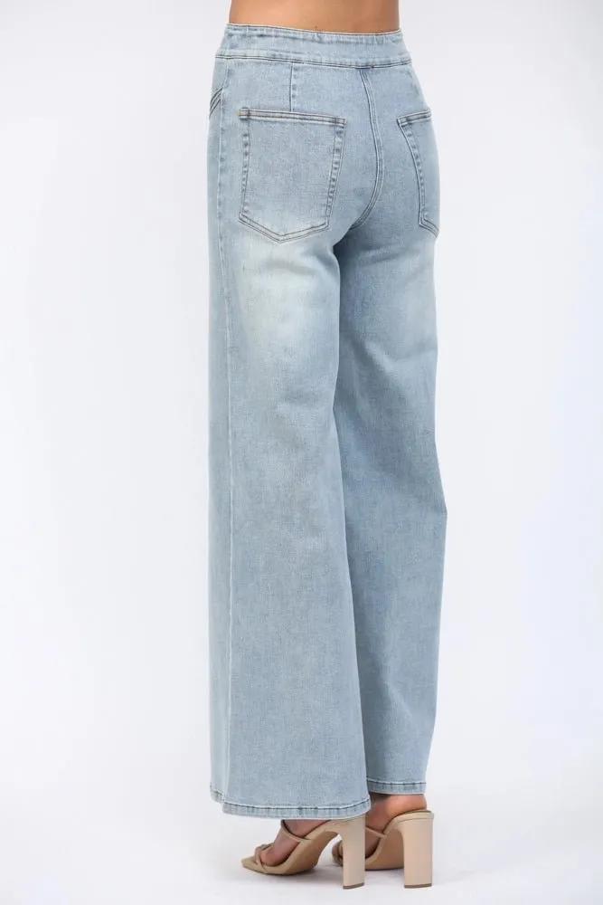 Vintage Wash Wide Leg Jeans