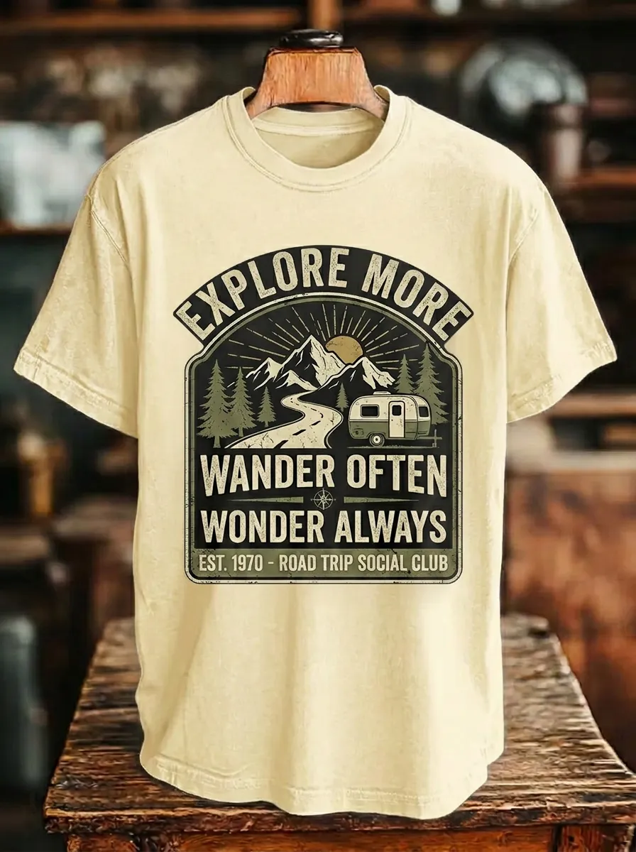 Unisex Camping Lover Mountain Camper Printed T-shirt