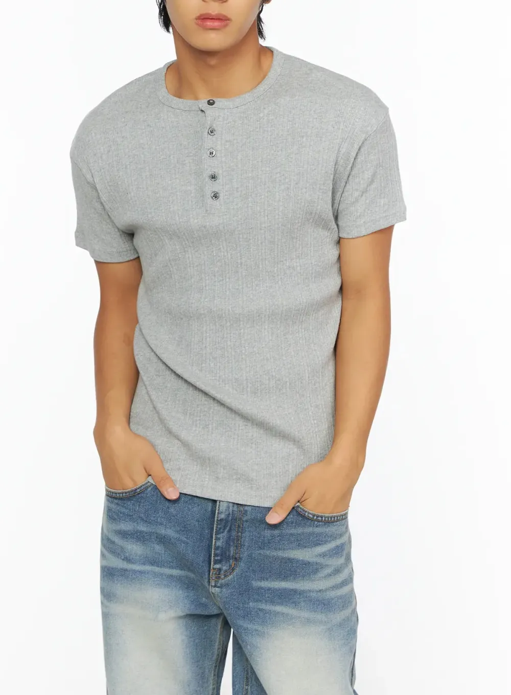 Men's Slim Ribbed Henley Tee