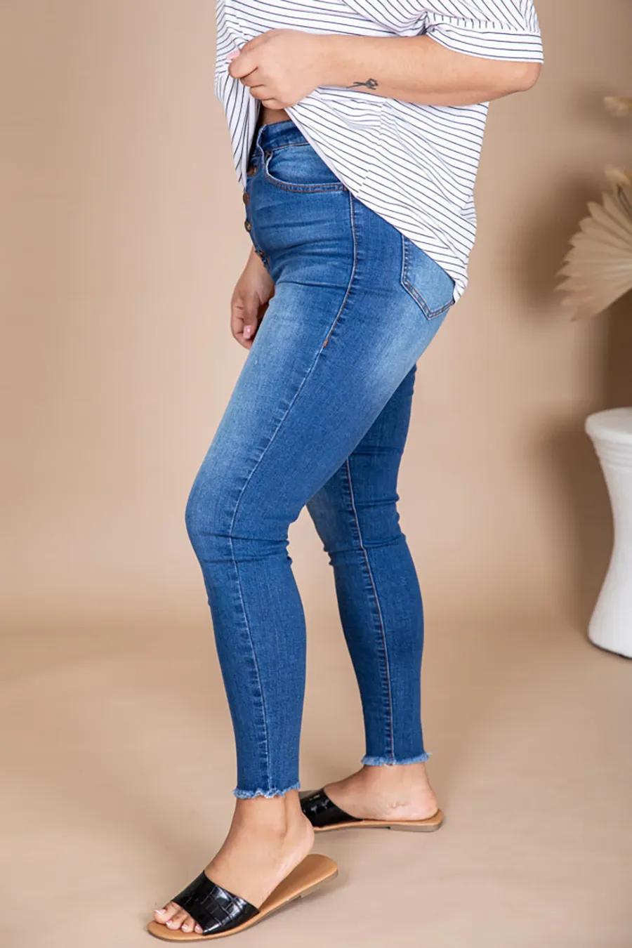 Simple Loose Medium Wash Jeans