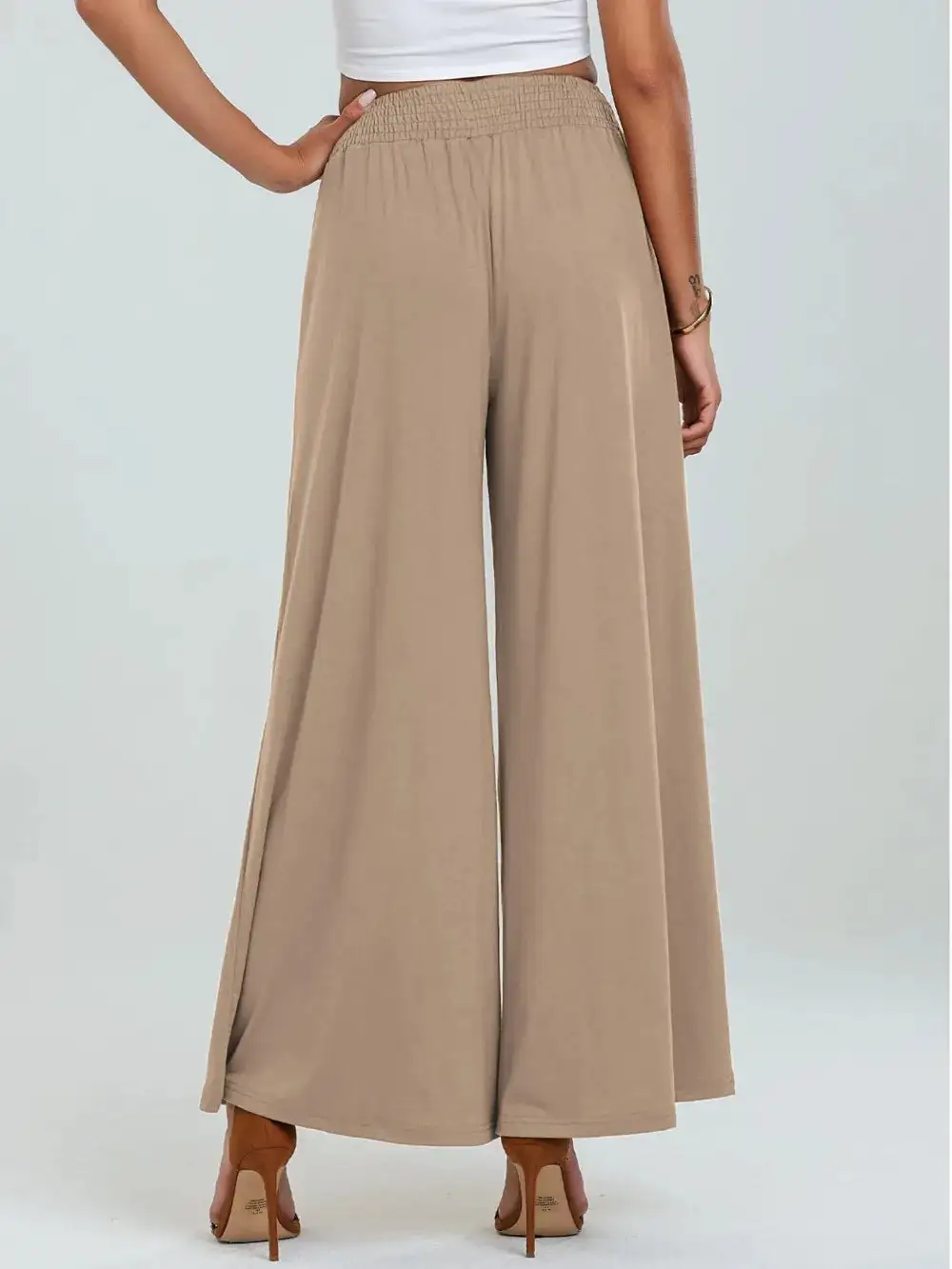 Wide Leg Elastic Waist Pocketed Pants