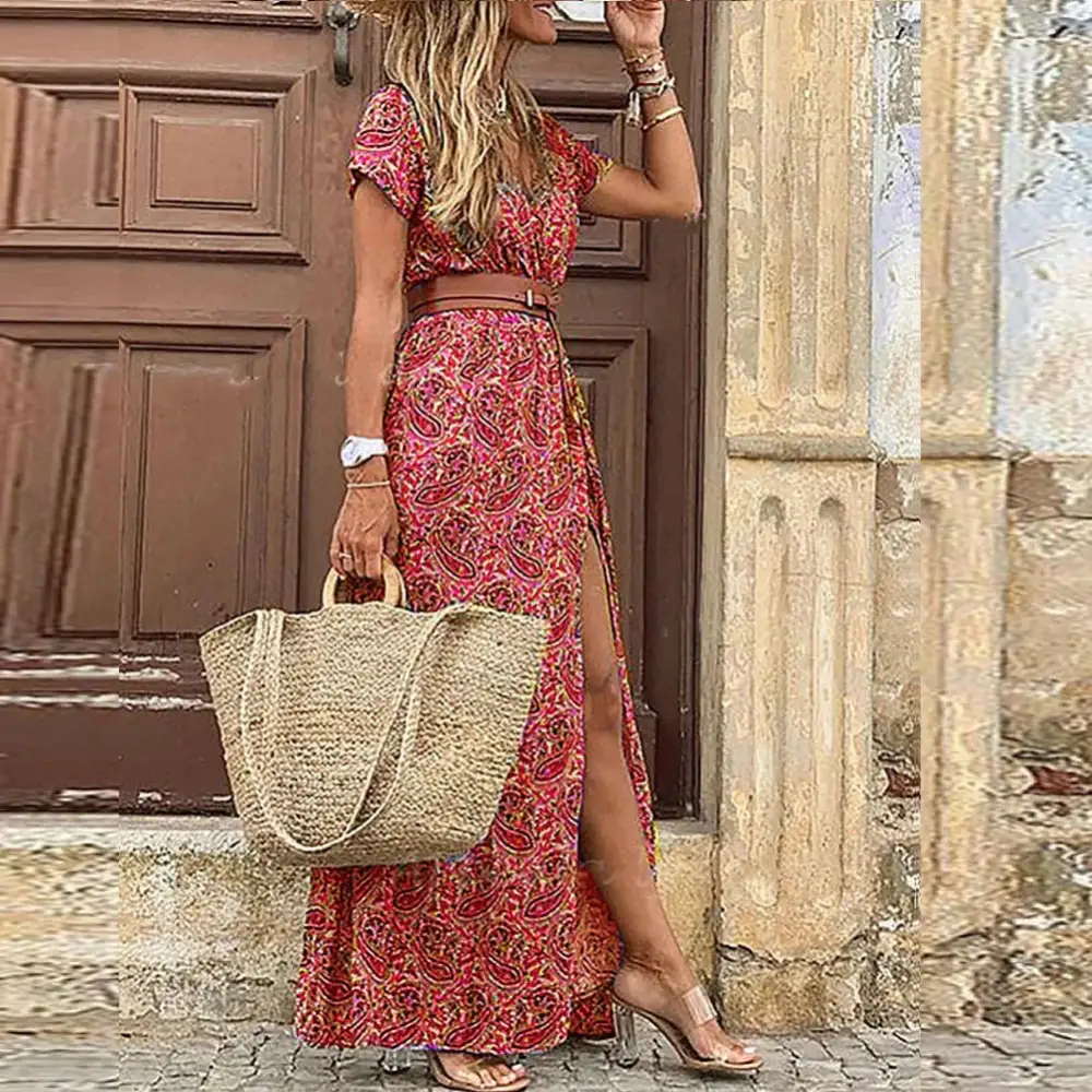Women's Belted Boho Dress