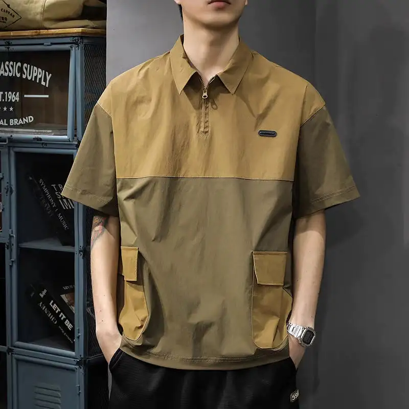 Two-Tone Color Block Polo Shirt