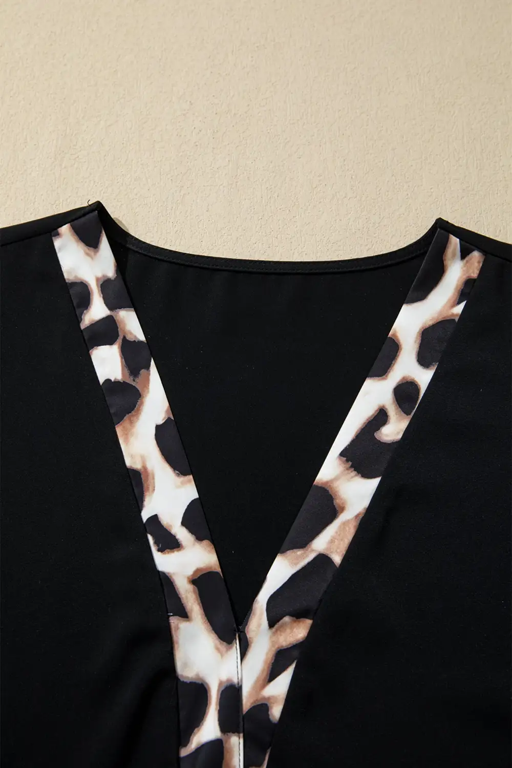 Animal Print Patchwork V Neck Mini Dress