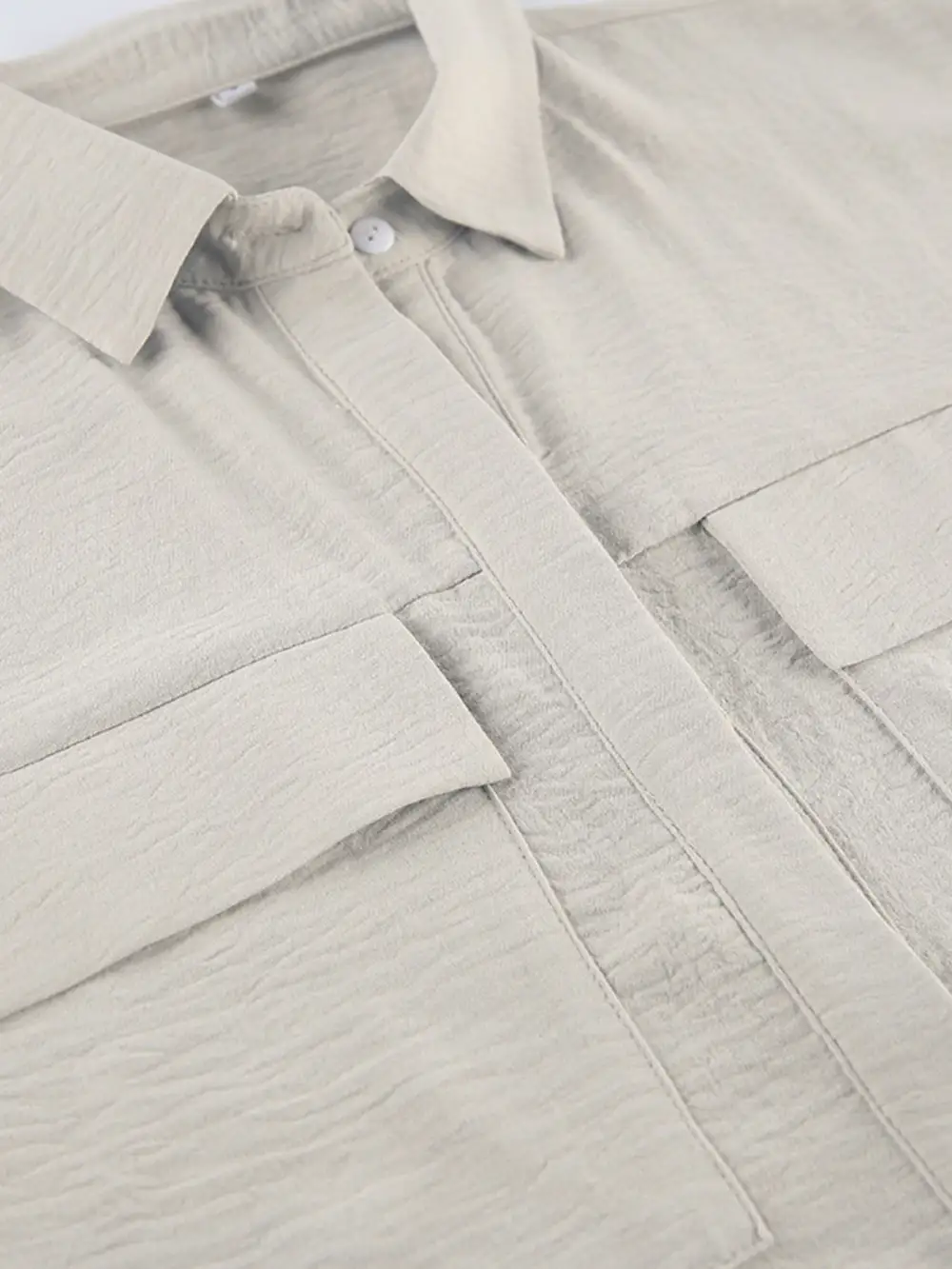 Chest Pocket Short Sleeve Wide Leg Shorts