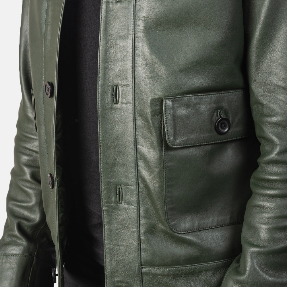Men's Classic Clean Line Bomber Leather Jacket