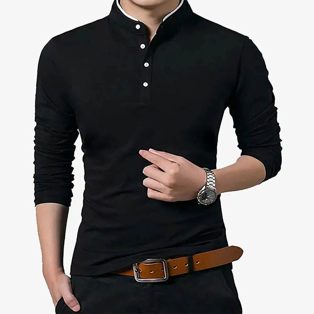 Refined Mandarin Collar Grandad Collar Polo Collar Polo Shirt