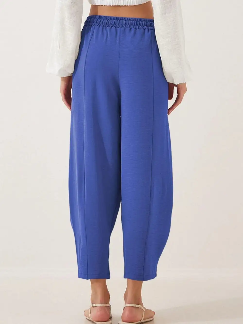 Plus Size Drawstring Wide-Leg Cropped Pants